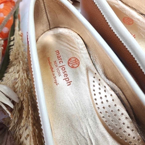 🔴 Marc Joseph Lexington Leather Tan Cream Women's Golf Loafer Sz 11 - Picture 7 of 11